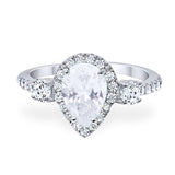 Art Deco Pear Natural Stone Trio Ring