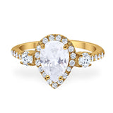 Art Deco Pear Natural Stone Trio Ring