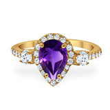 Art Deco Pear Natural Stone Trio Ring