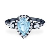 Art Deco Pear Natural Stone Trio Ring