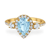 Art Deco Pear Natural Stone Trio Ring