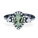 Art Deco Pear Natural Stone Trio Ring