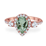 Art Deco Pear Natural Stone Trio Ring