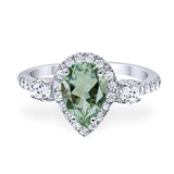 Art Deco Pear Natural Stone Trio Ring