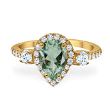 Art Deco Pear Natural Stone Trio Ring