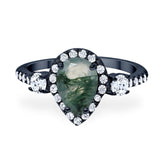 Art Deco Pear Natural Stone Trio Ring