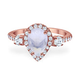 Art Deco Pear Natural Stone Trio Ring