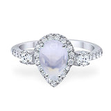Art Deco Pear Natural Stone Trio Ring