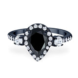 Art Deco Pear Natural Stone Trio Ring