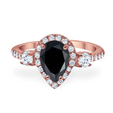 Art Deco Pear Natural Stone Trio Ring