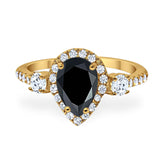 Art Deco Pear Natural Stone Trio Ring