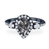 Art Deco Pear Natural Stone Trio Ring