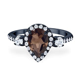 Art Deco Pear Natural Stone Trio Ring