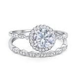 Two Piece Round Natural Stone Flower Ring