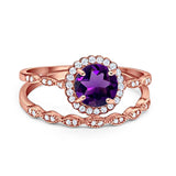 Two Piece Round Natural Stone Flower Ring