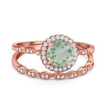 Two Piece Round Natural Stone Flower Ring