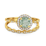 Two Piece Round Natural Stone Flower Ring