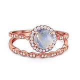 Two Piece Round Natural Stone Flower Ring