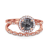 Two Piece Round Natural Stone Flower Ring