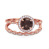 Two Piece Round Natural Stone Flower Ring