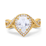 Pear Teardrop Natural Stone Twisted Ring