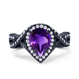 Pear Teardrop Natural Stone Twisted Ring