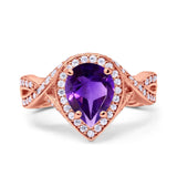 Pear Teardrop Natural Stone Twisted Ring