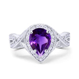 Pear Teardrop Natural Stone Twisted Ring