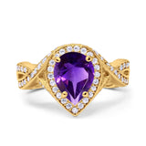 Pear Teardrop Natural Stone Twisted Ring