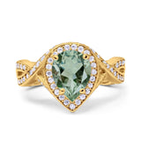 Pear Teardrop Natural Stone Twisted Ring