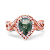 Pear Teardrop Natural Stone Twisted Ring