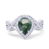Pear Teardrop Natural Stone Twisted Ring