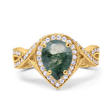 Pear Teardrop Natural Stone Twisted Ring