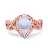 Pear Teardrop Natural Stone Twisted Ring
