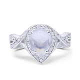 Pear Teardrop Natural Stone Twisted Ring