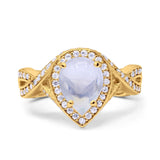 Pear Teardrop Natural Stone Twisted Ring