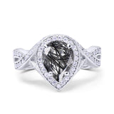 Pear Teardrop Natural Stone Twisted Ring