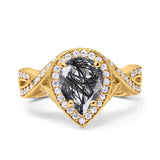 Pear Teardrop Natural Stone Twisted Ring