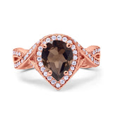 Pear Teardrop Natural Stone Twisted Ring