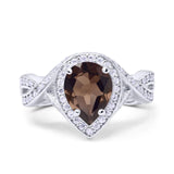 Pear Teardrop Natural Stone Twisted Ring