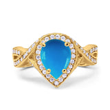 Pear Teardrop Natural Stone Twisted Ring