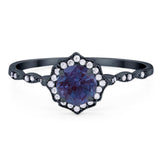 Vintage Style Round Natural Stone Floral Ring