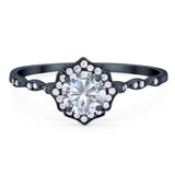 Vintage Style Round Natural Stone Floral Ring