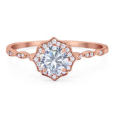 Vintage Style Round Natural Stone Floral Ring