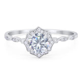 Vintage Style Round Natural Stone Floral Ring