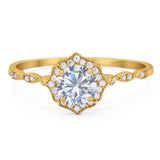 Vintage Style Round Natural Stone Floral Ring