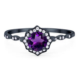 Vintage Style Round Natural Stone Floral Ring