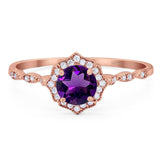 Vintage Style Round Natural Stone Floral Ring