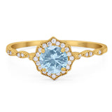 Vintage Style Round Natural Stone Floral Ring