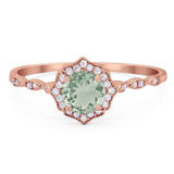 Vintage Style Round Natural Stone Floral Ring